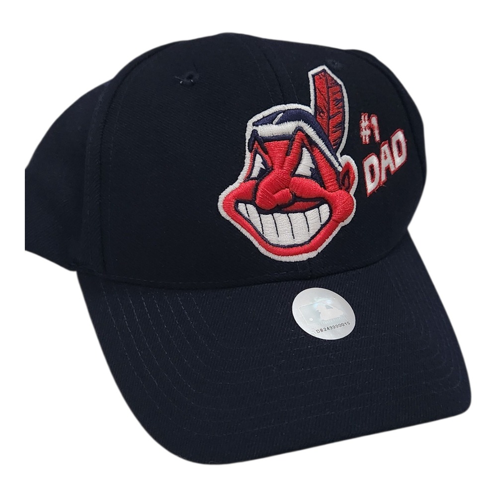 Vintage Cleveland Indians Chief‎ Wahoo #1 Dad Snapback Hat Twins Enterprise Navy